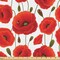 Ambesonne Poppy Flower Fabric by the Yard, Springs Ladybugs Animals and Plants Flora Fauna Nature, Decorative Fabric for Upholstery and Home Accents, 3 Yards, Orange Olive Green White